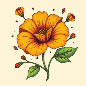 New School Marigold Tattoo