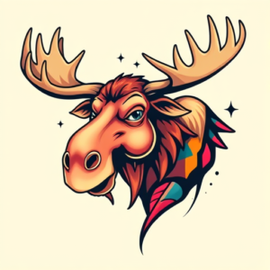 New School Moose Tattoo