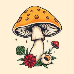 New School Mushroom Tattoo
