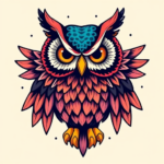 New School Owl Tattoo