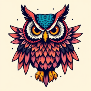 New School Owl Tattoo