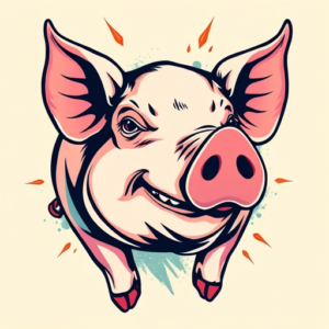 New School Pig Tattoo