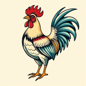 New School Rooster Tattoo