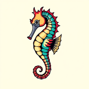New School Seahorse Tattoo