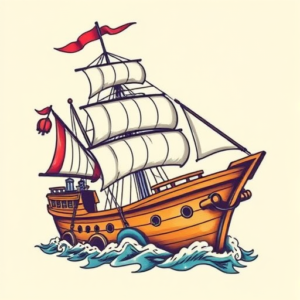 New School Ship Tattoo