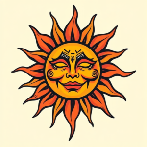 New School Sun Tattoo