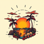 New School Sunset Tattoo