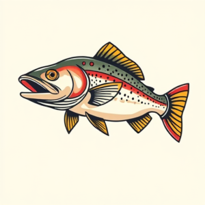 New School Trout Tattoo