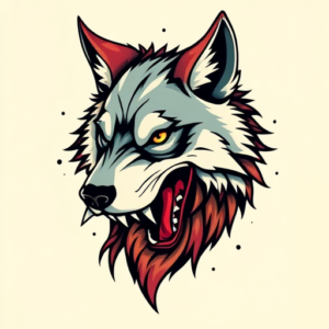 New School Wolf Tattoo