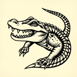 Old School Alligator Tattoo