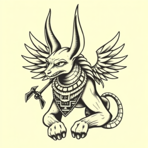 Old School Anubis Tattoo