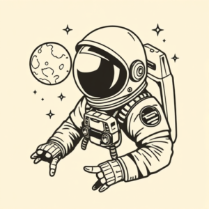 Old School Astronaut Tattoo