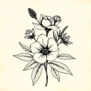 Old School Botanical Tattoo