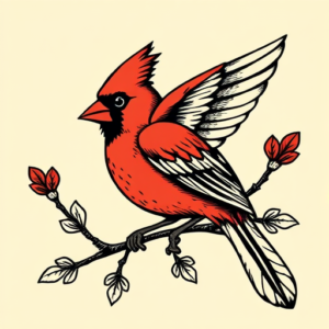 Old School Cardinal Tattoo