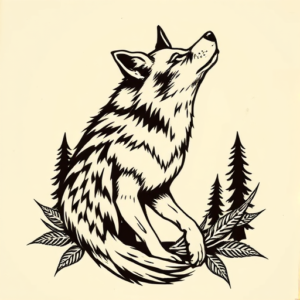 Old School Coyote Tattoo