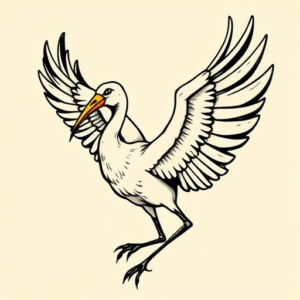 Old School Crane Tattoo