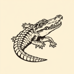 Old School Crocodile Tattoo