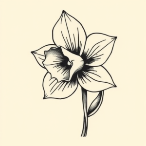 Old School Daffodil Tattoo