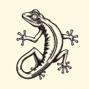 Old School Gecko Tattoo