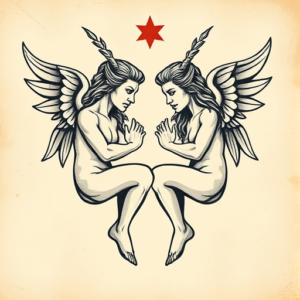 Old School Gemini Tattoo