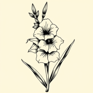 Old School Gladiolus Tattoo