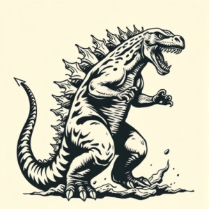 Old School Godzilla Tattoo