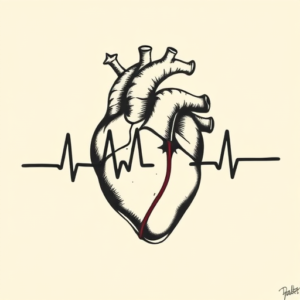 Old School Heartbeat Tattoo