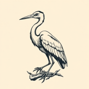 Old School Heron Tattoo