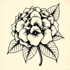 Old School Hydrangea Tattoo