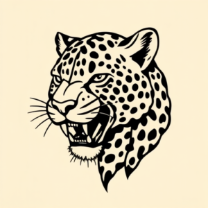 Old School Leopard Tattoo