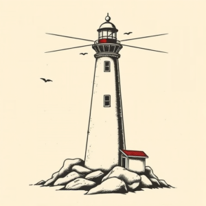 Old School Lighthouse Tattoo