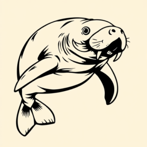 Old School Manatee Tattoo