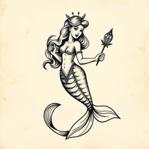 Old School Mermaid Tattoo