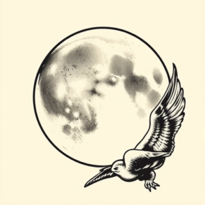 Old School Moon Tattoo