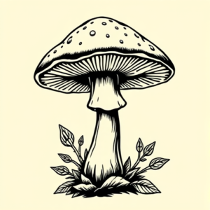 Old School Mushroom Tattoo