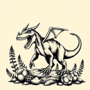Old School Mythosaur Tattoo