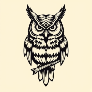 Old School Owl Tattoo
