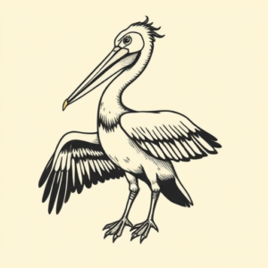 Old School Pelican Tattoo