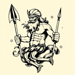 Old School Poseidon Tattoo