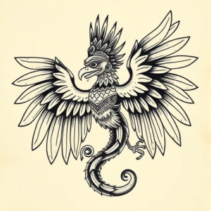 Old School Quetzalcoatl Tattoo