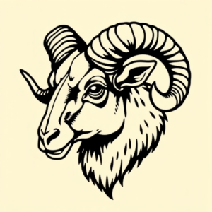 Old School Ram Tattoo