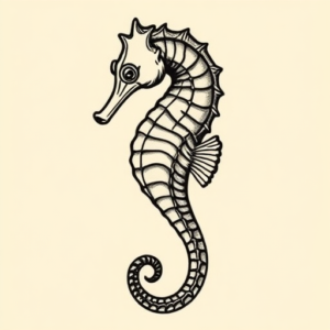 Old School Seahorse Tattoo
