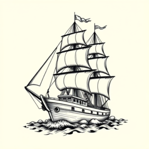 Old School Ship Tattoo