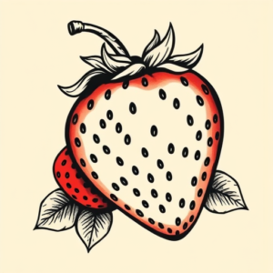 Old School Strawberry Tattoo