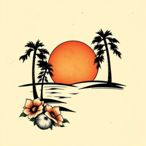 Old School Sunset Tattoo