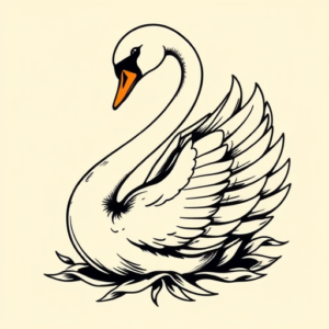 Old School Swan Tattoo