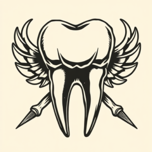 Old School Tooth Tattoo