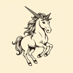 Old School Unicorn Tattoo