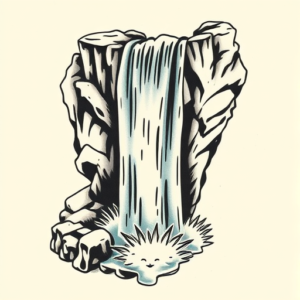 Old School Waterfall Tattoo