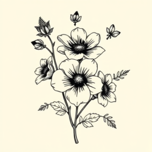 Old School Wildflower Tattoo